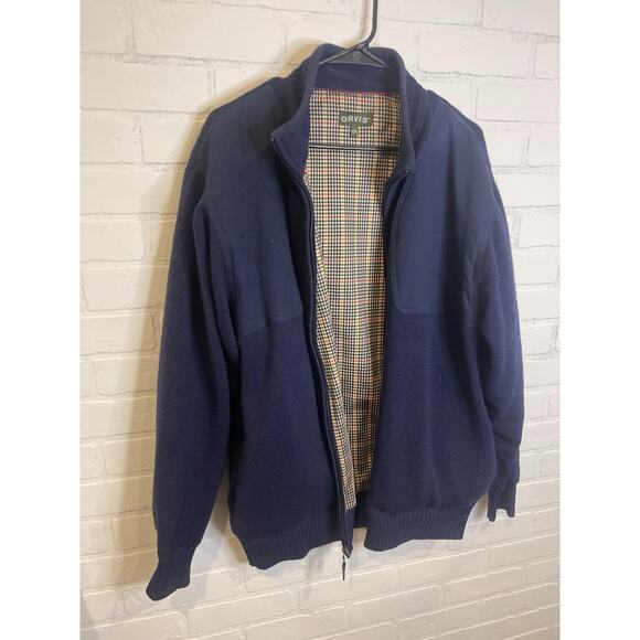 Orvis Men’s Wool Jacket | Size Large | Zipper Up | Navy Blue | Vintage Clothing - Picture 1 of 10